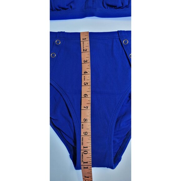 Robin Piccone Amy Ribbed Bikini Set Lapis Blue Size M New With Tags - Picture 6 of 8
